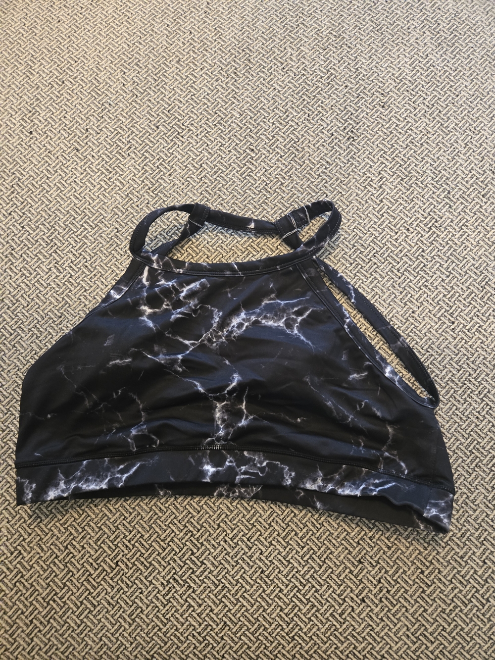BuffBunny Black Marble High-Neck Sports Bra